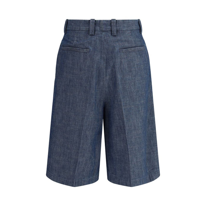 Jil Sander 100% Cotton bermuda shorts in blue — view 2
