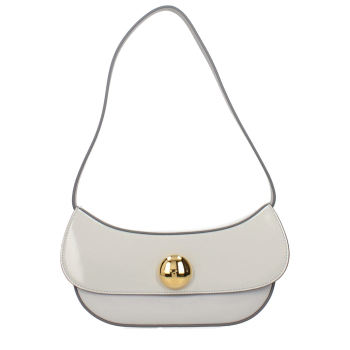 Gray Leather Shoulder Bag