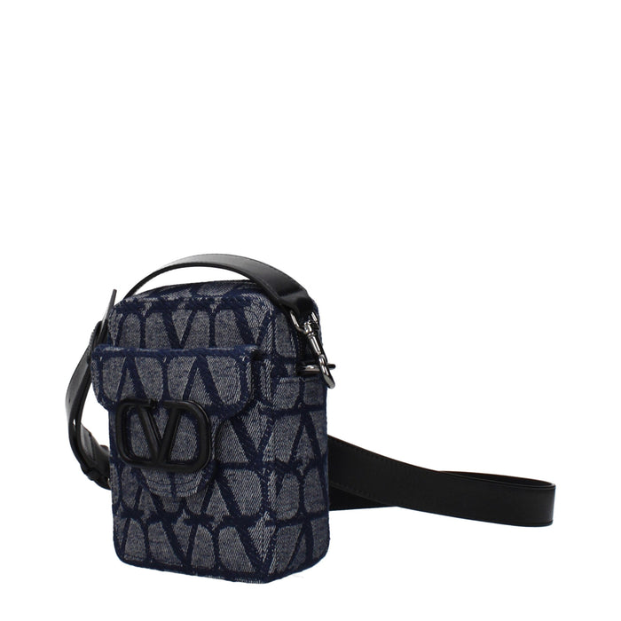 Valentino Garavani Fabric with leather strap crossbody bag in blue — view 2