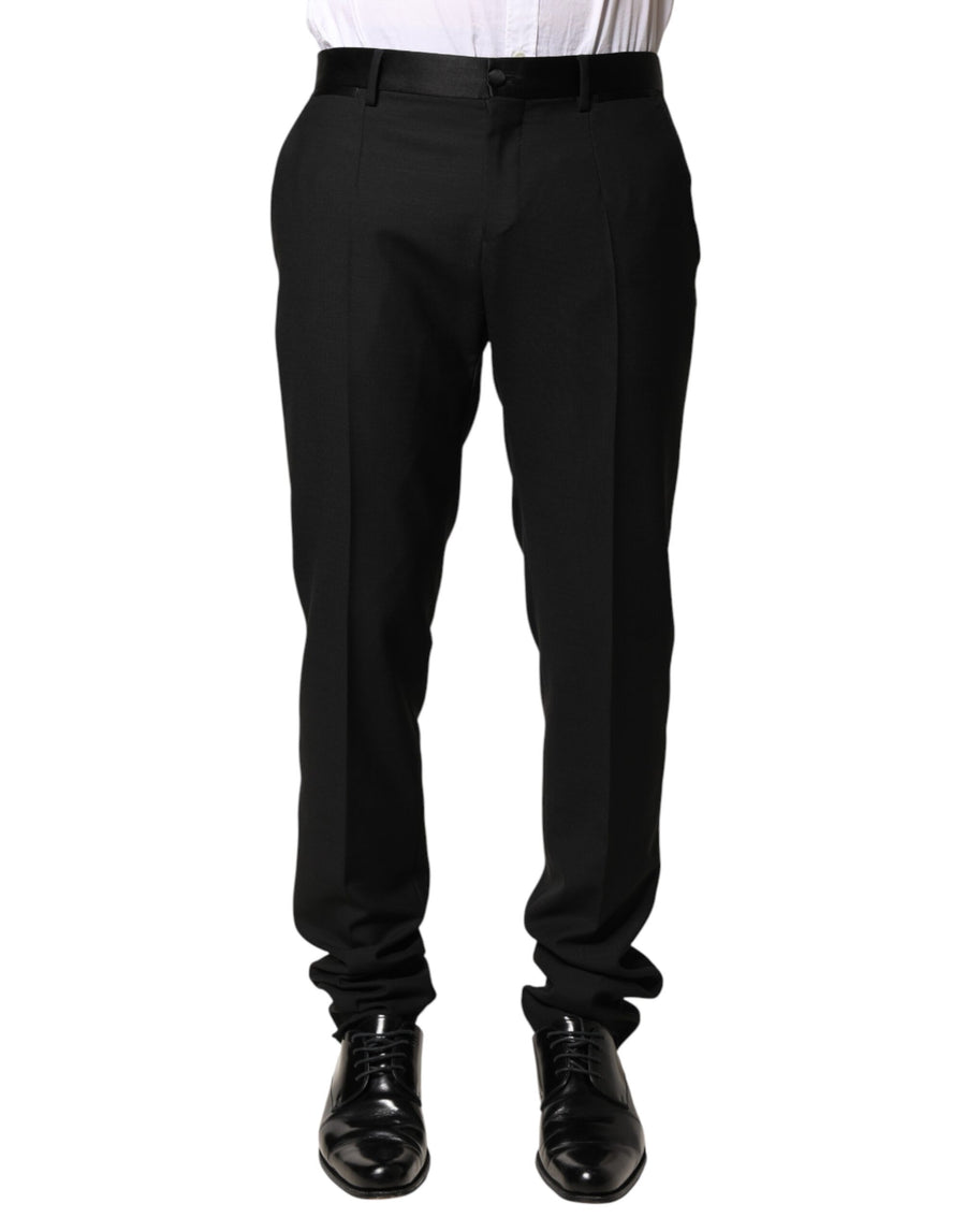 Dolce & Gabbana 90% Virgin Wool 7% Silk 3% Polyester trousers in black
