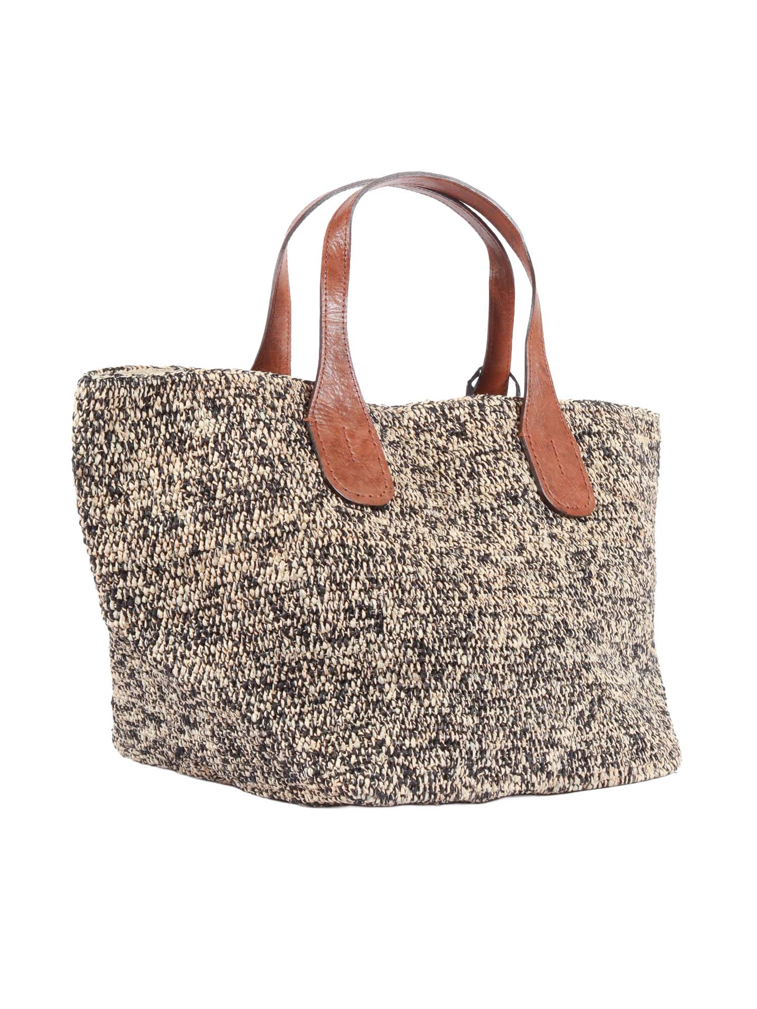 Bag - Tokyo Ii Tiga Beige Raphia Fabric 2 Leather