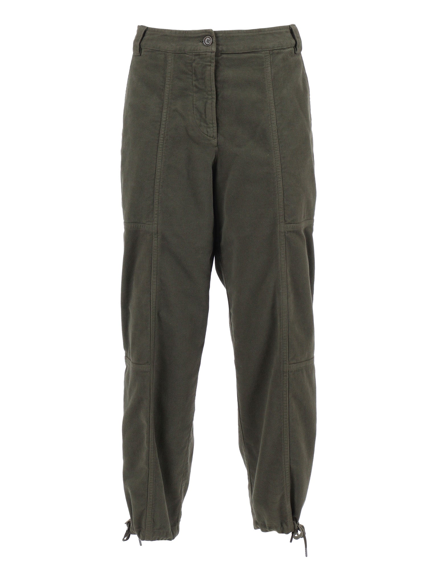 Woman Pants Green Cotton Elastane