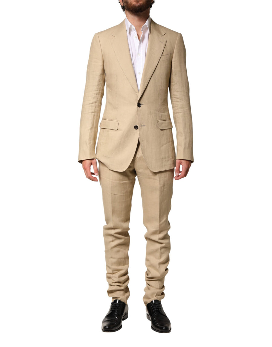 Dolce & Gabbana 100% Linen; Lining 80% Silk pant suit in beige