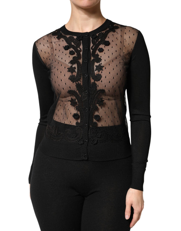Dolce & Gabbana 80% Silk cardigan in black