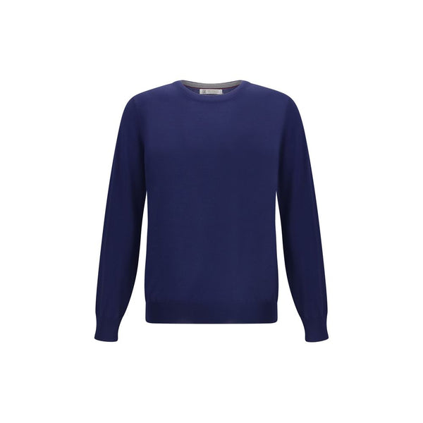 Brunello Cucinelli 90% Fleece Wool Ovis Aries sweater in navy