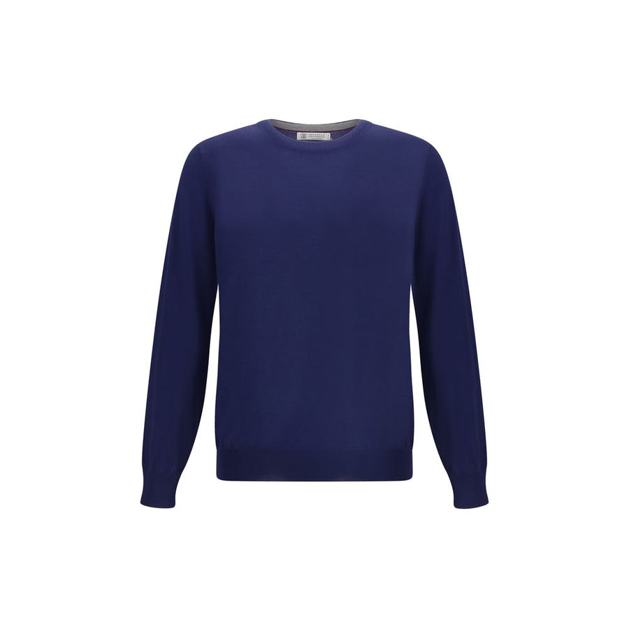 Brunello Cucinelli 90% Fleece Wool Ovis Aries sweater in navy