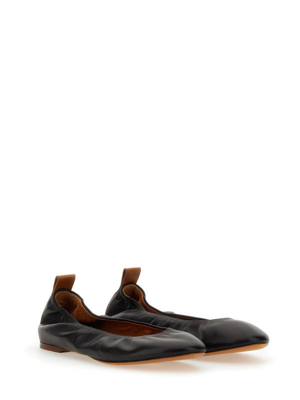 Leather Ballerina Flat Black