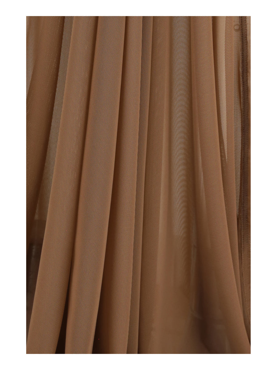 Dress Sheer Tulle Brown Polyamide