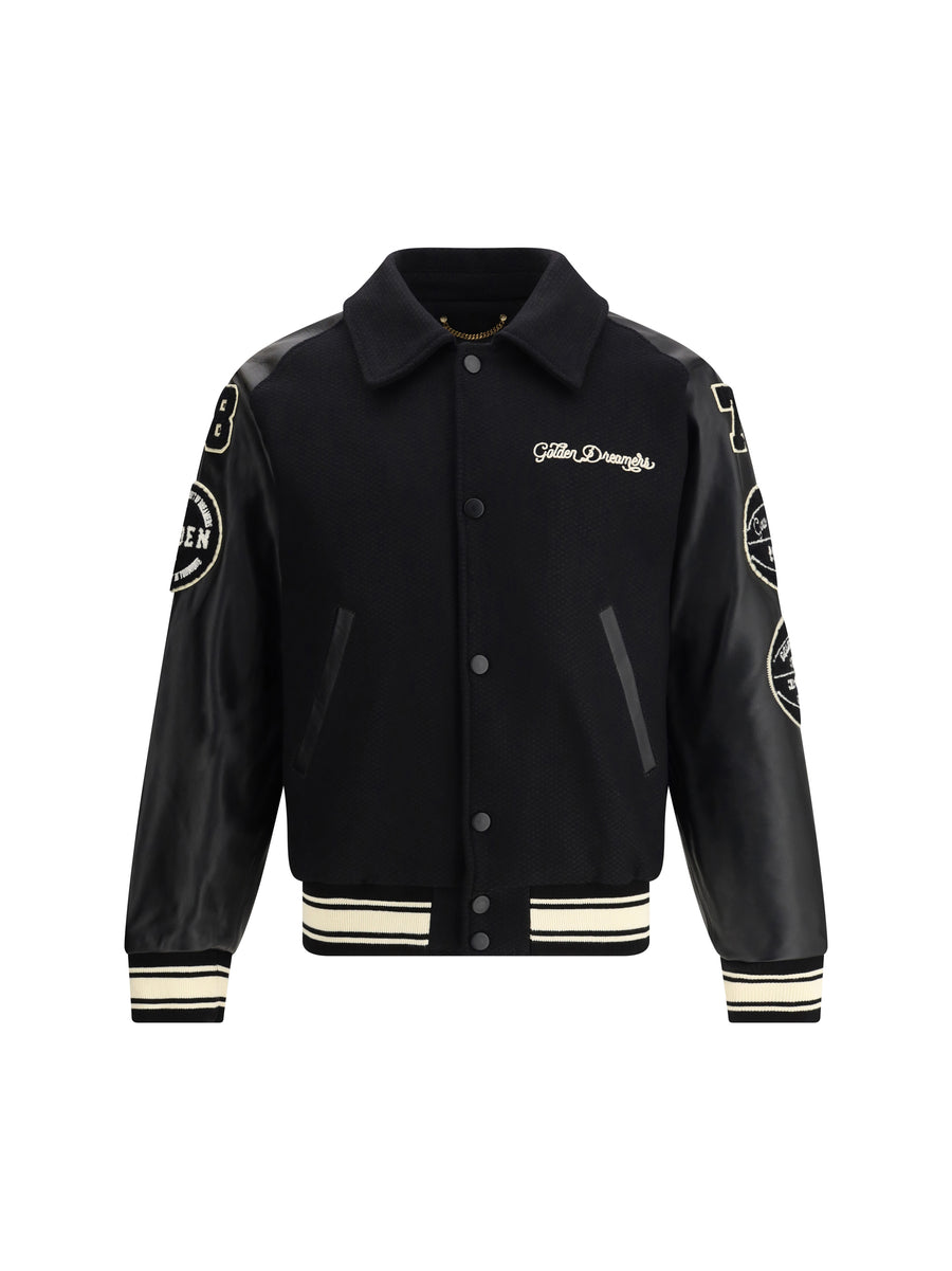 Golden Goose 50% Fleece Wool bomber jacket in black
