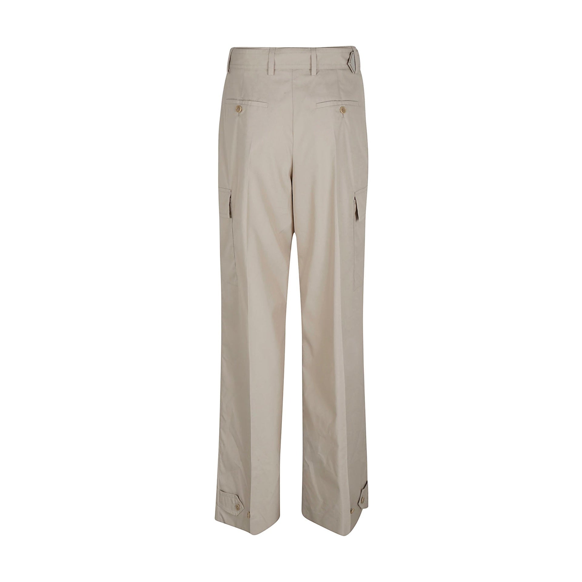 High Waist Trousers Beige Cotton Polyester