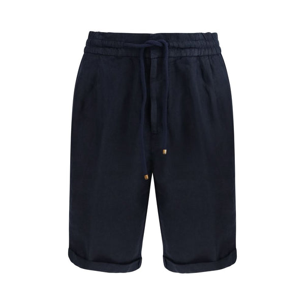 Brunello Cucinelli 100% Linen bermuda shorts in navy