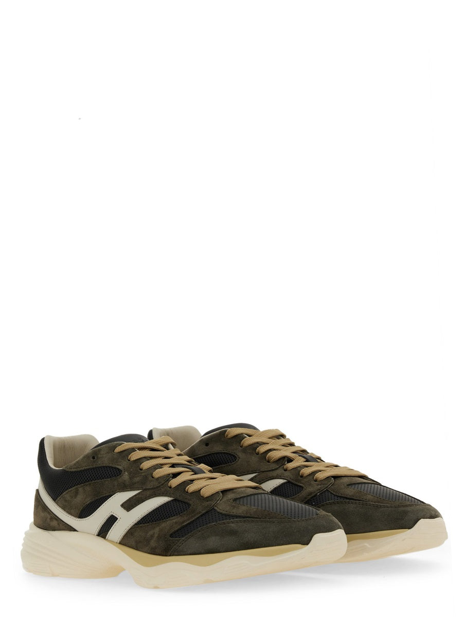 Sneaker With Logo Grey Calfskin Trainers