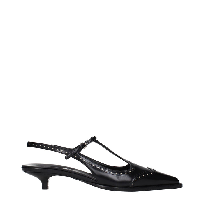 Miu Miu Leather slingback heel in black