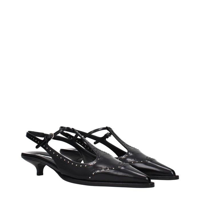 Miu Miu Leather slingback heel in black — view 2