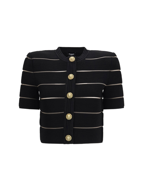 Balmain 77% Viscose cardigan in black