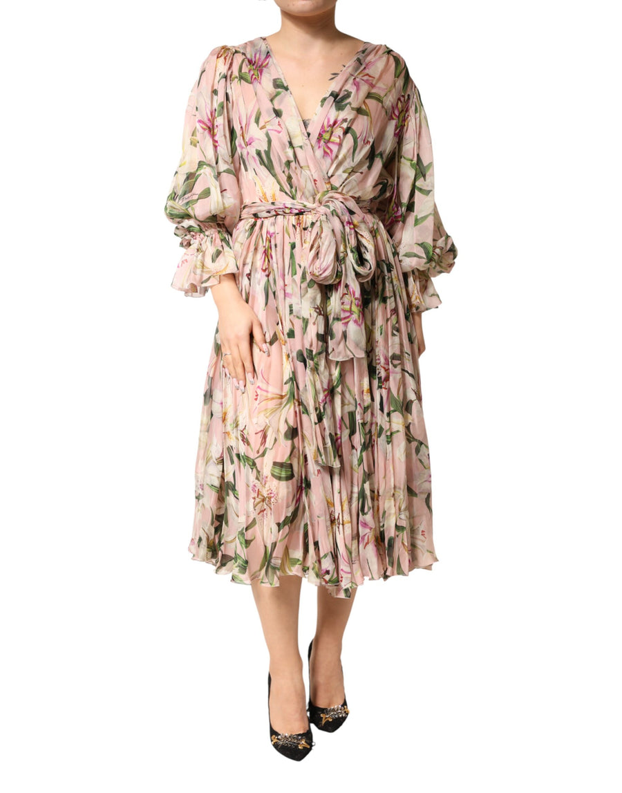 Dolce & Gabbana 100% silk (body); 16% cotton dress in pink