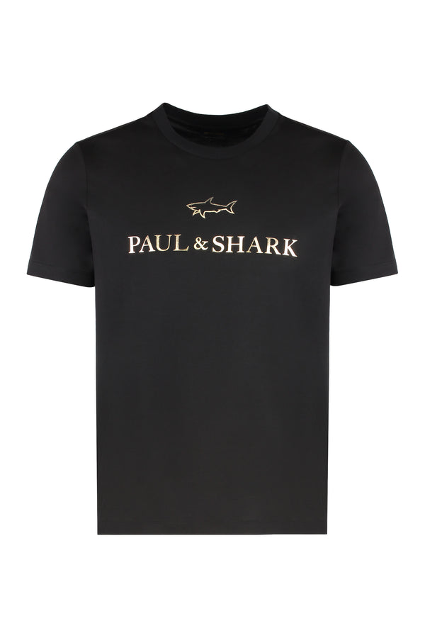 Cotton T-Shirt With Logo Print Black T-shirts