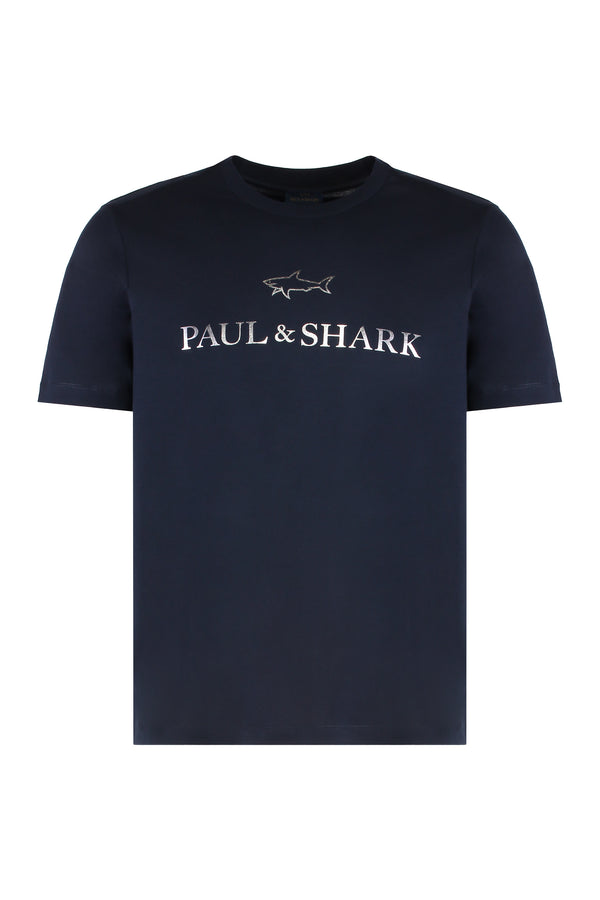 Cotton Jersey T-Shirt With Logo Print Blue T-shirts