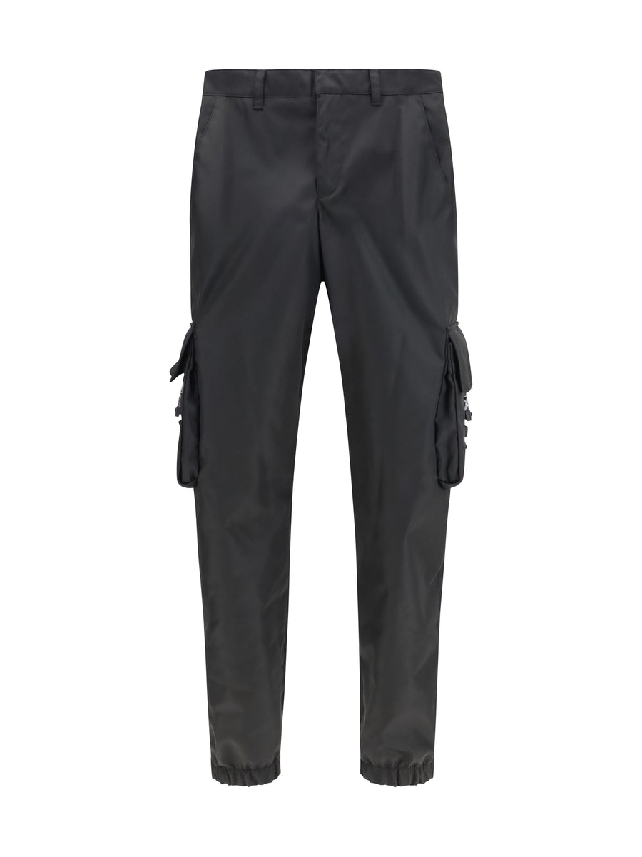 Prada 100% Polyamide cargo pants in black