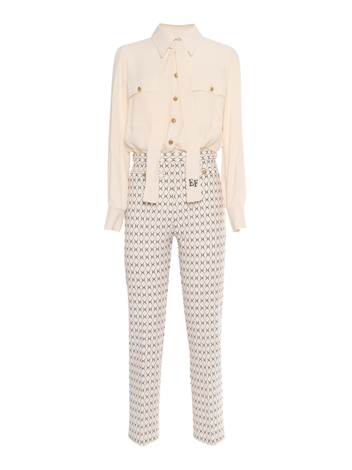 Jumpsuit White Viscose Tuta Intera