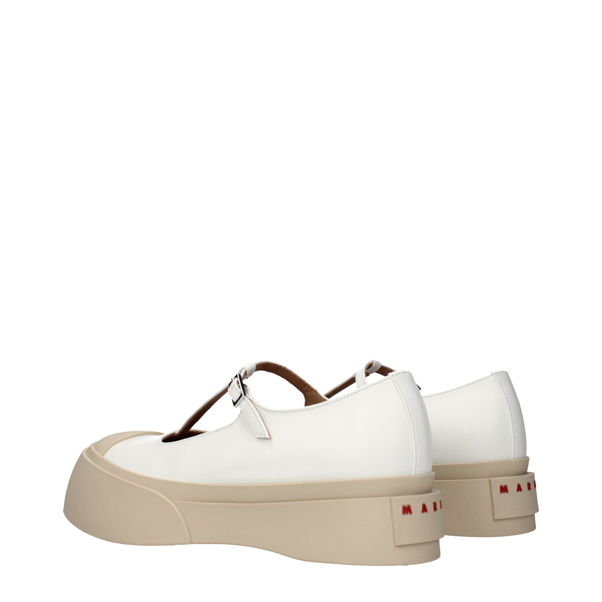 Marni White leather with brown leather lining mary jane flat in white — view 4