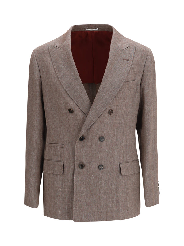Jacket Double-Breasted Hazelnut Linen