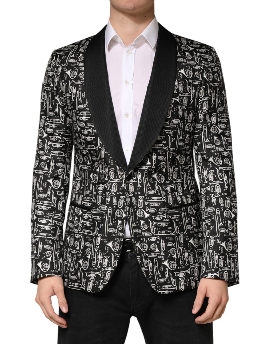 Dolce & Gabbana 98% Silk 2% Polyester; Lining: 67% Virgin Wool 16% Cupro 15% Viscose 2% Elastane blazer in black