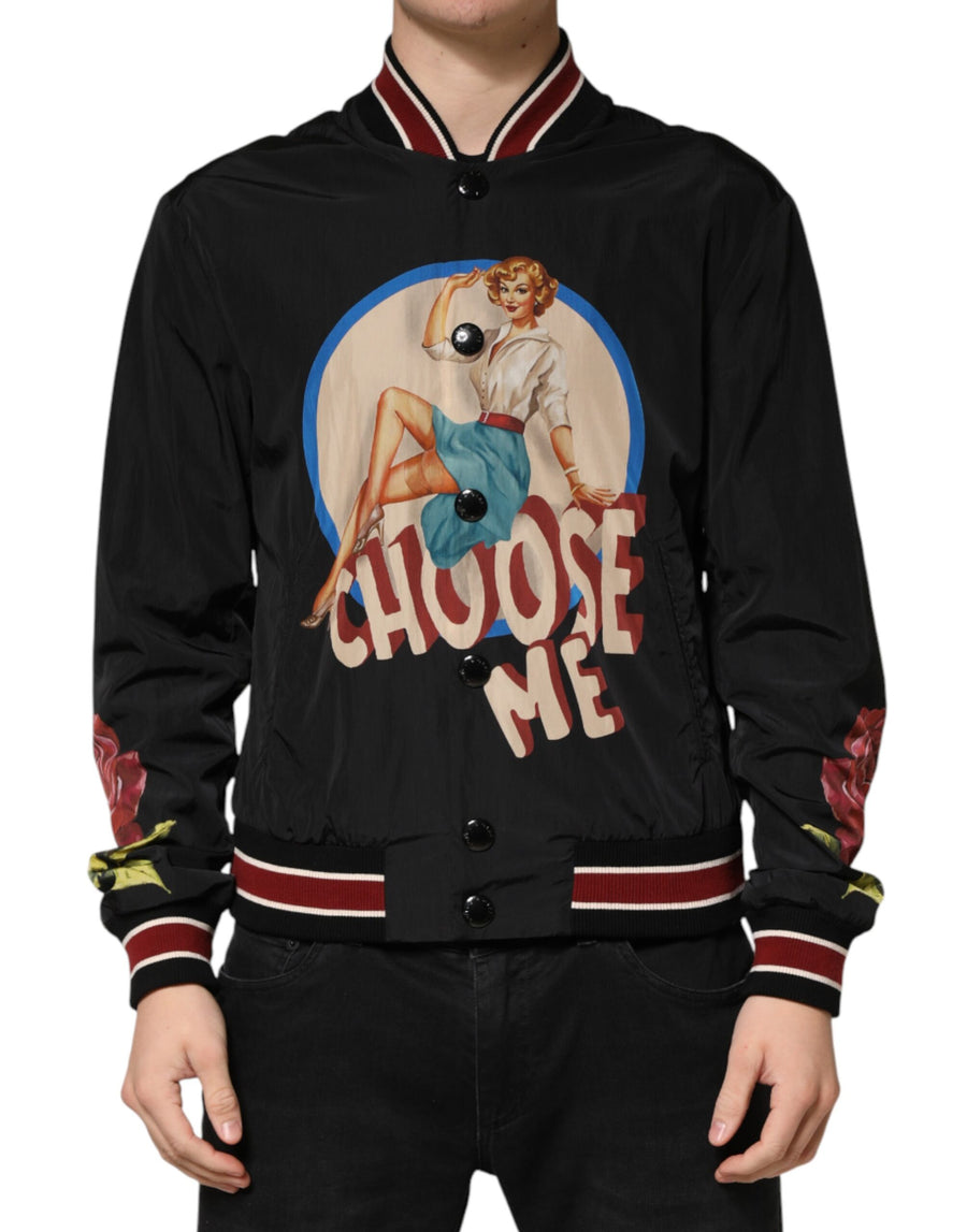 Dolce & Gabbana 100% Nylon bomber jacket in black