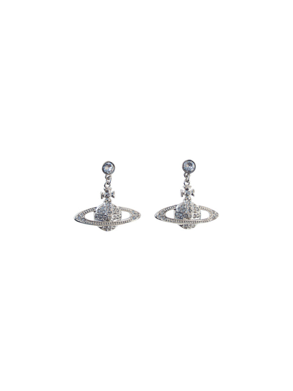 Mini Bas Relief Drop Earrings Platinum / Crystal P116 Brass