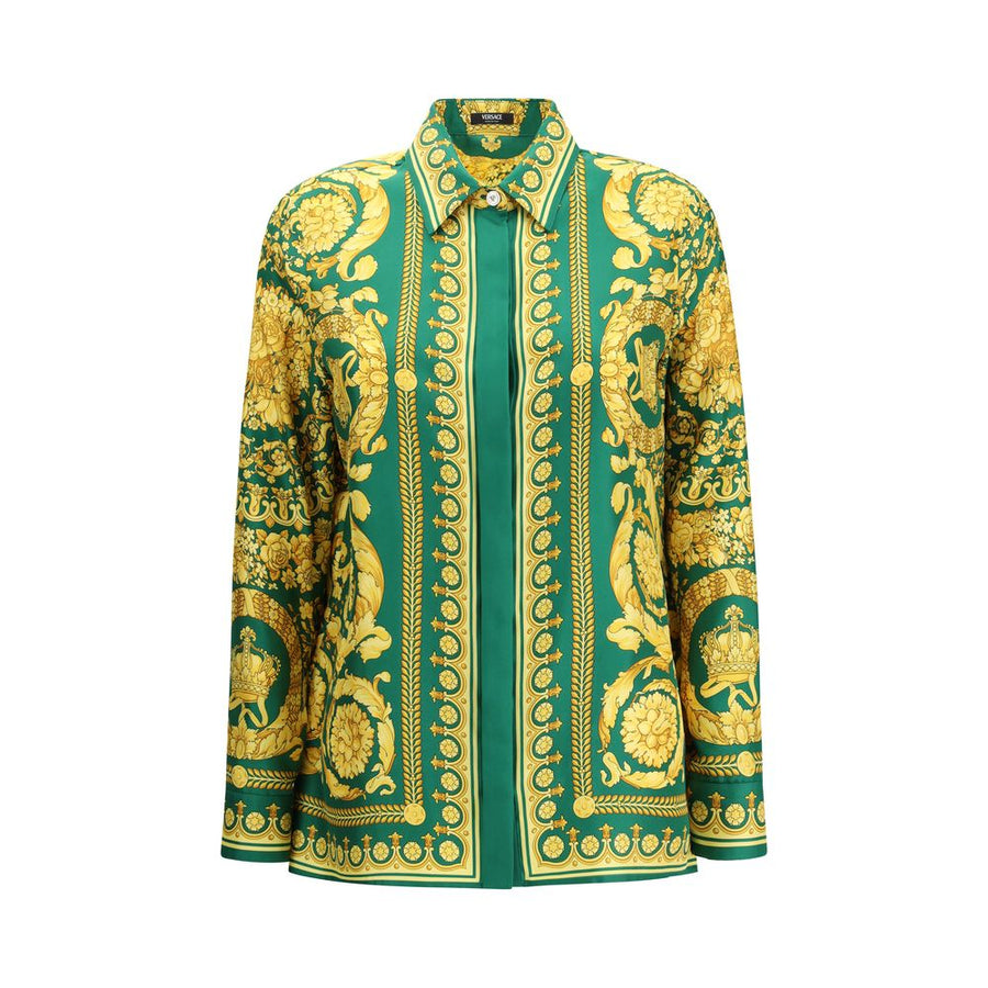 Versace 100% Silk shirt in green