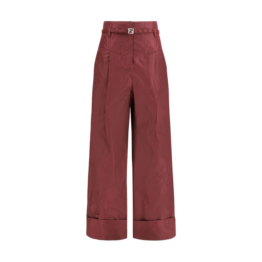 Fendi 100% Silk trousers in red