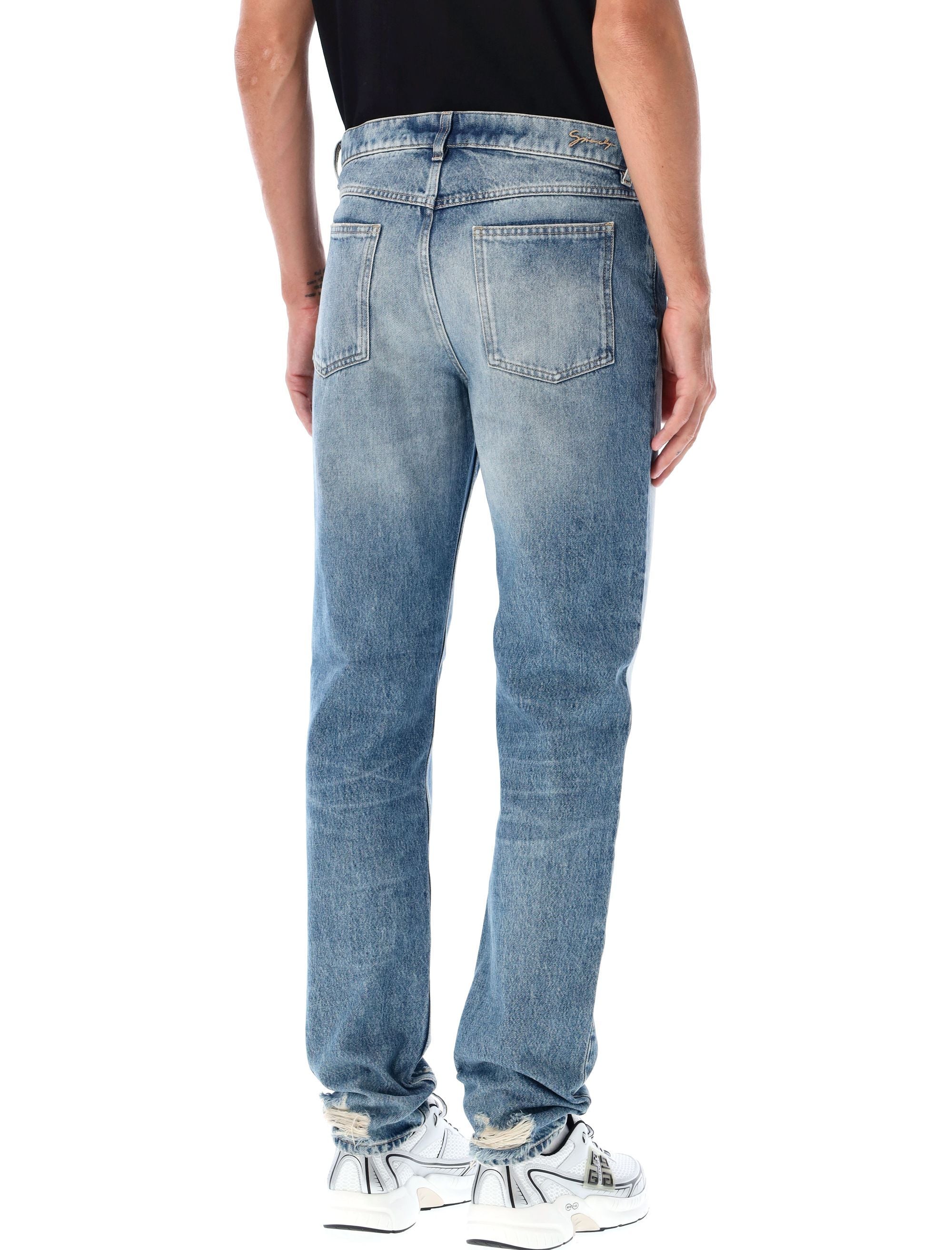 Strongly wash slim denim Ocean Blue Cotton Jean