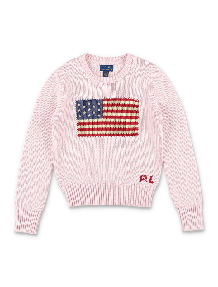 Kid - Flag knit Acacia Pink Cotton Sweater