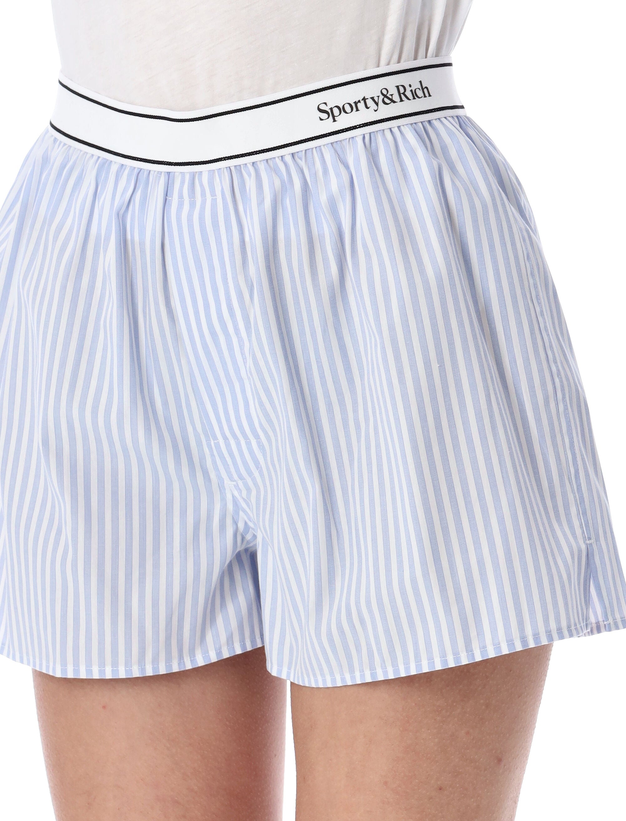 Serif Logo boxer Light Blue Striped Cotton Short