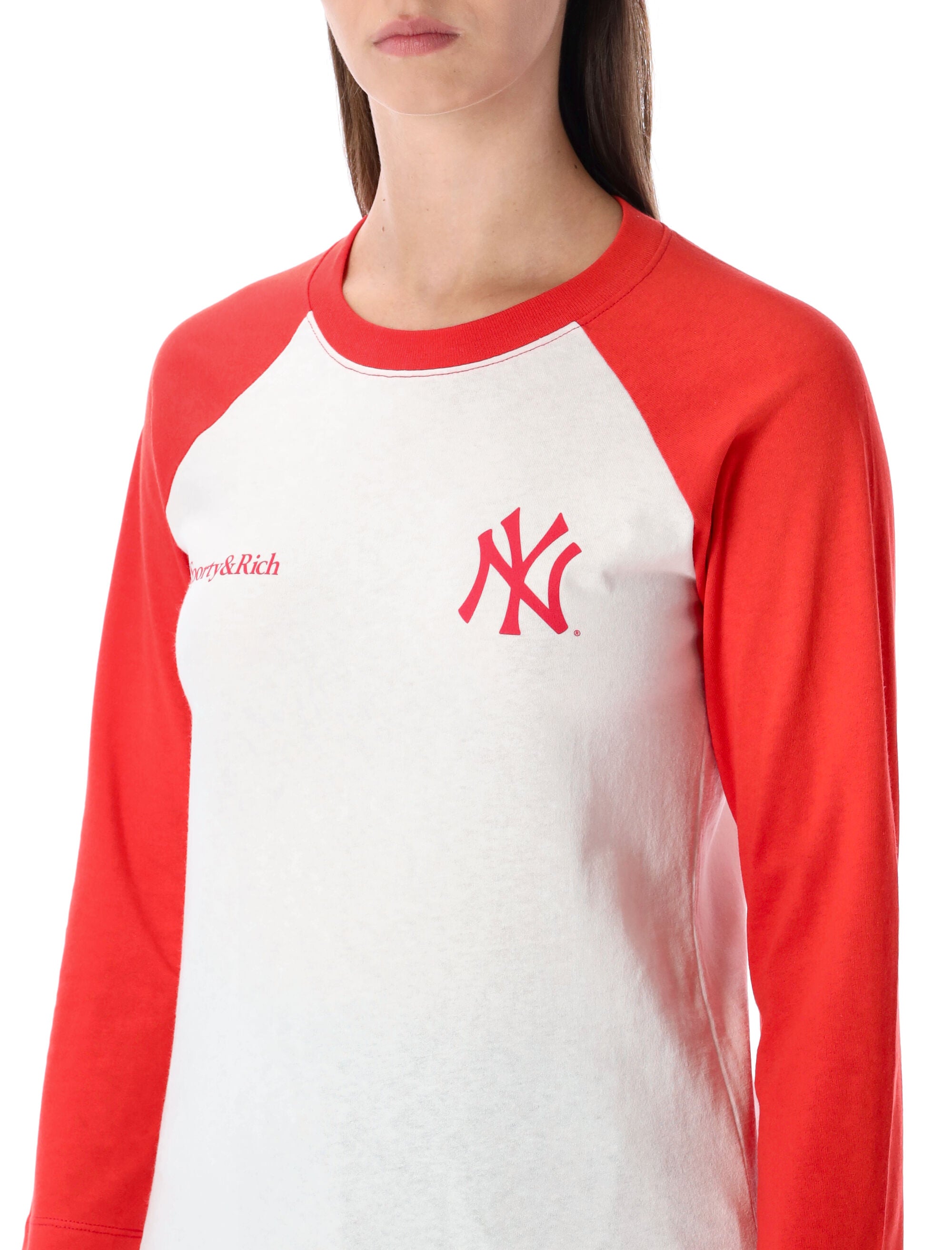 Sporty & Rich Yankees two-tone Baseball tee White Red Cotton T-shirt