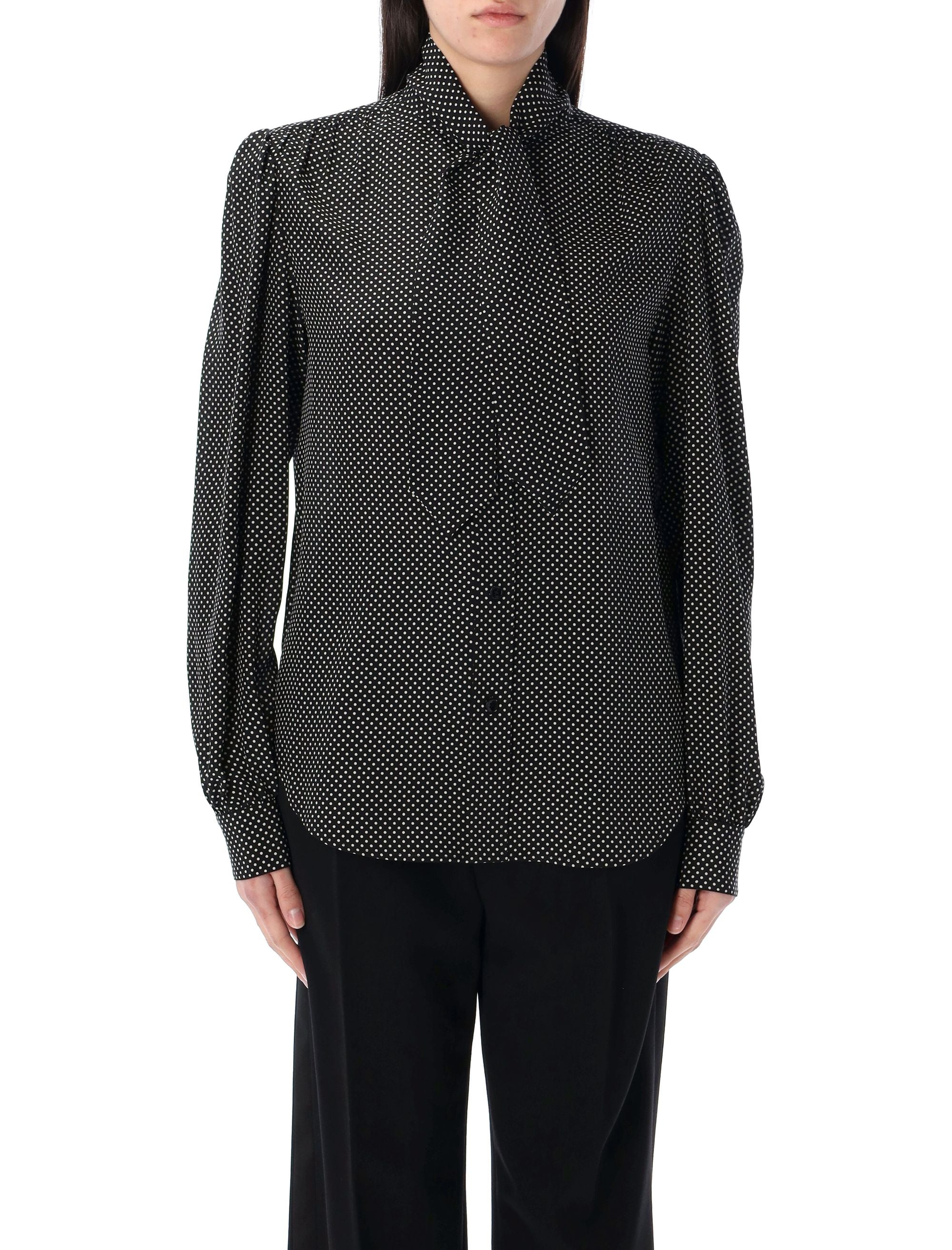 Silk blouse Black White Shirt