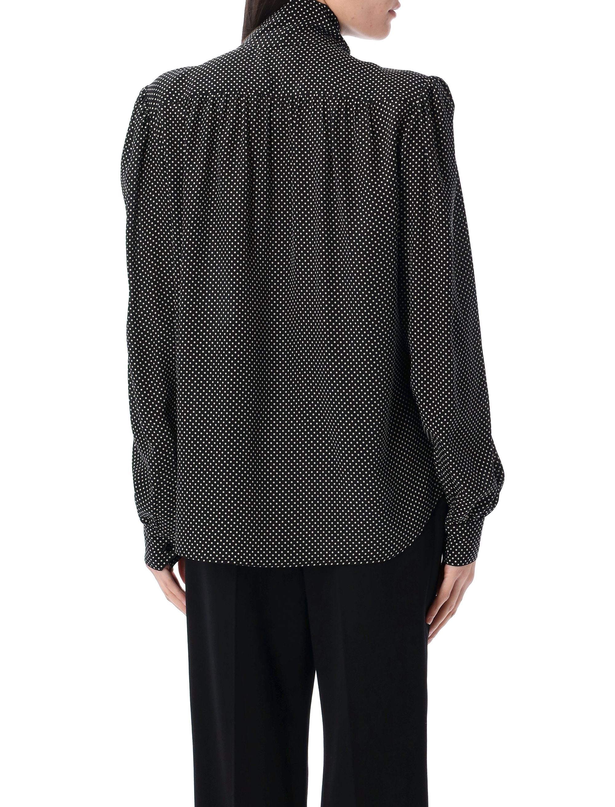 Silk blouse Black White Shirt