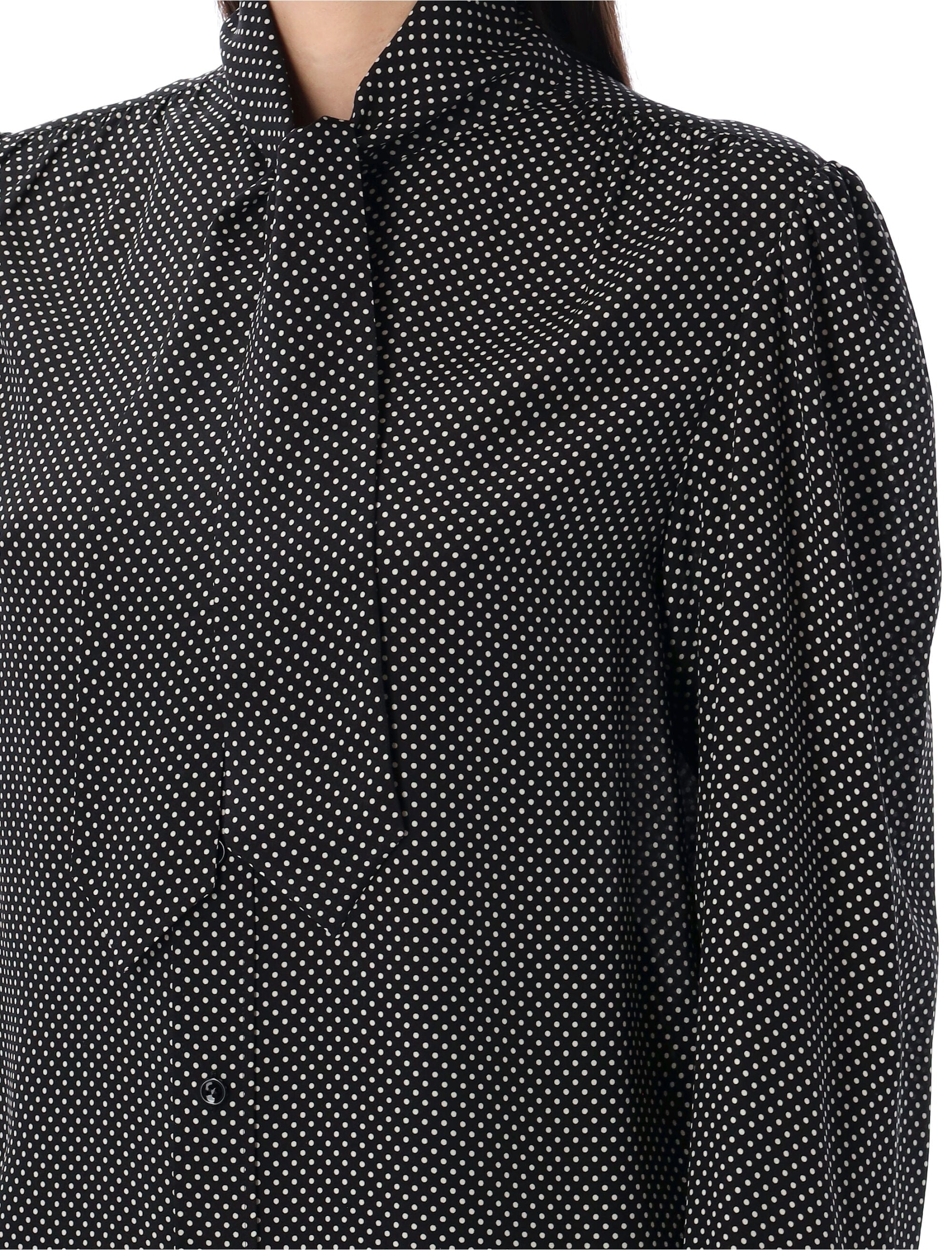 Silk blouse Black White Shirt