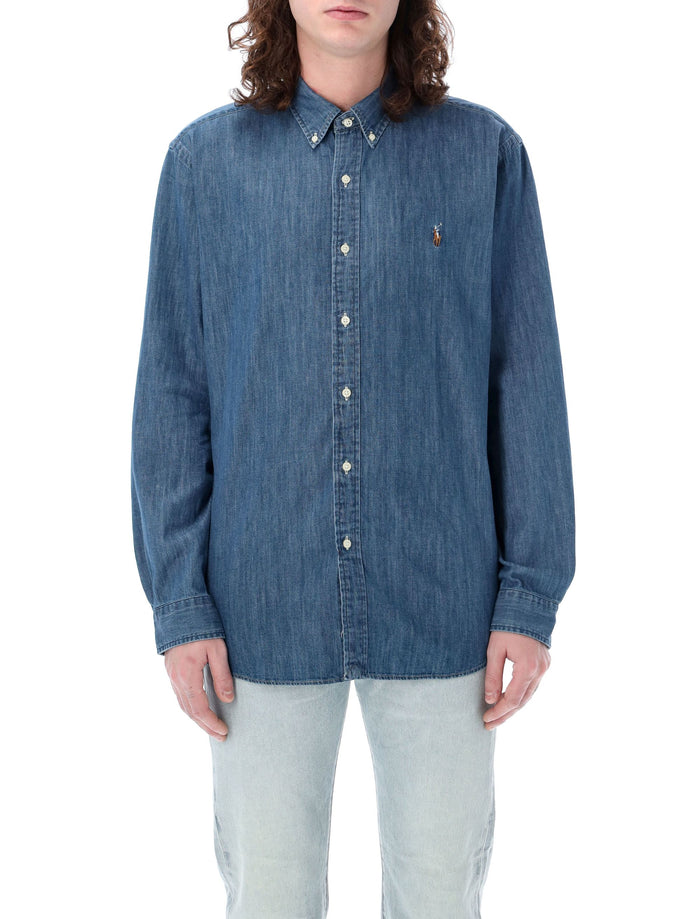 Custom fit shirt Med Blue Cotton