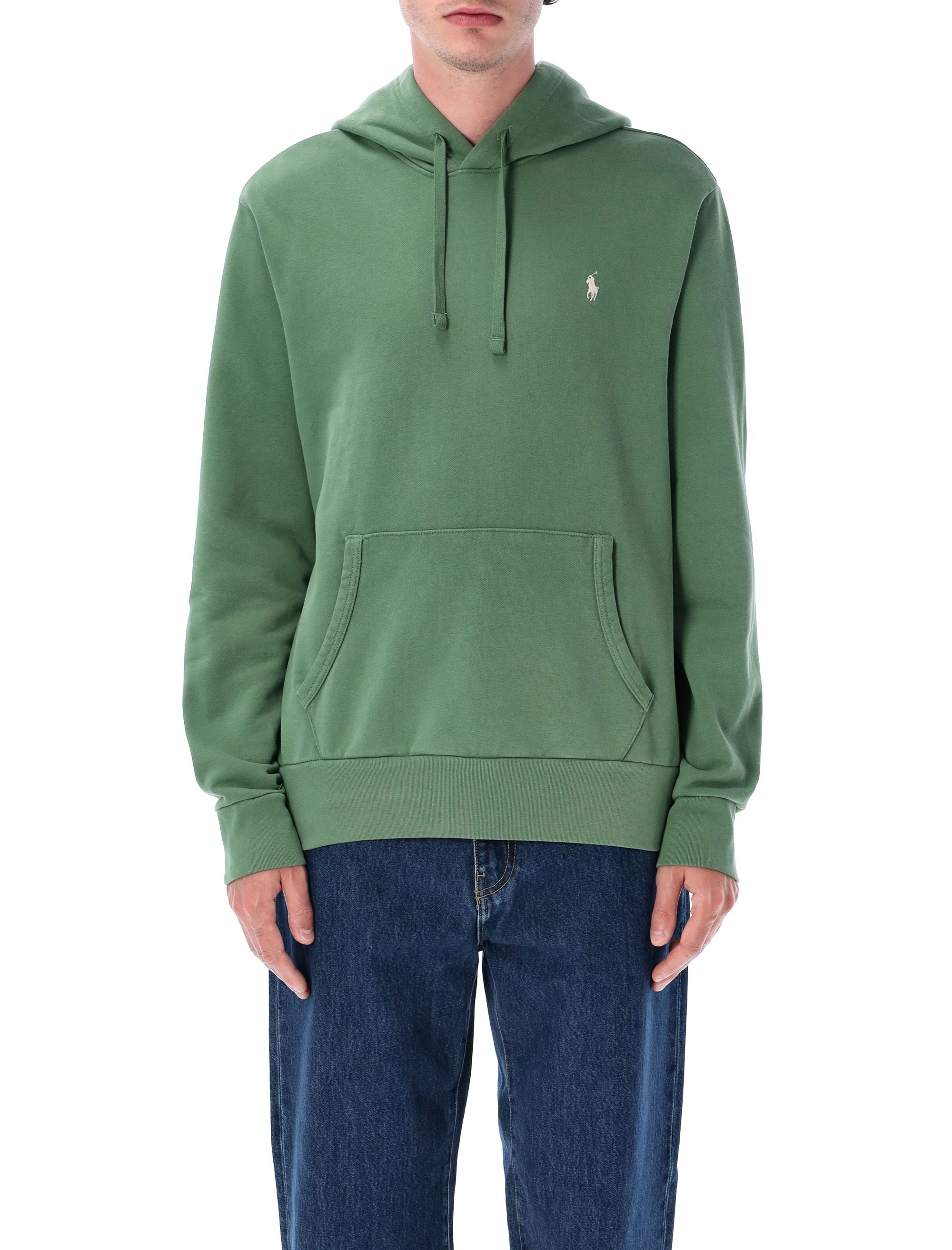 Loopback fleece hoodie Olive Green Cotton Sweatshirt