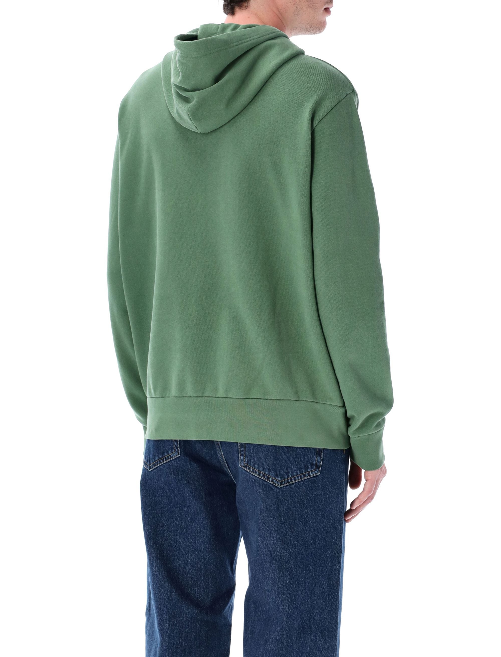 Loopback fleece hoodie Olive Green Cotton Sweatshirt