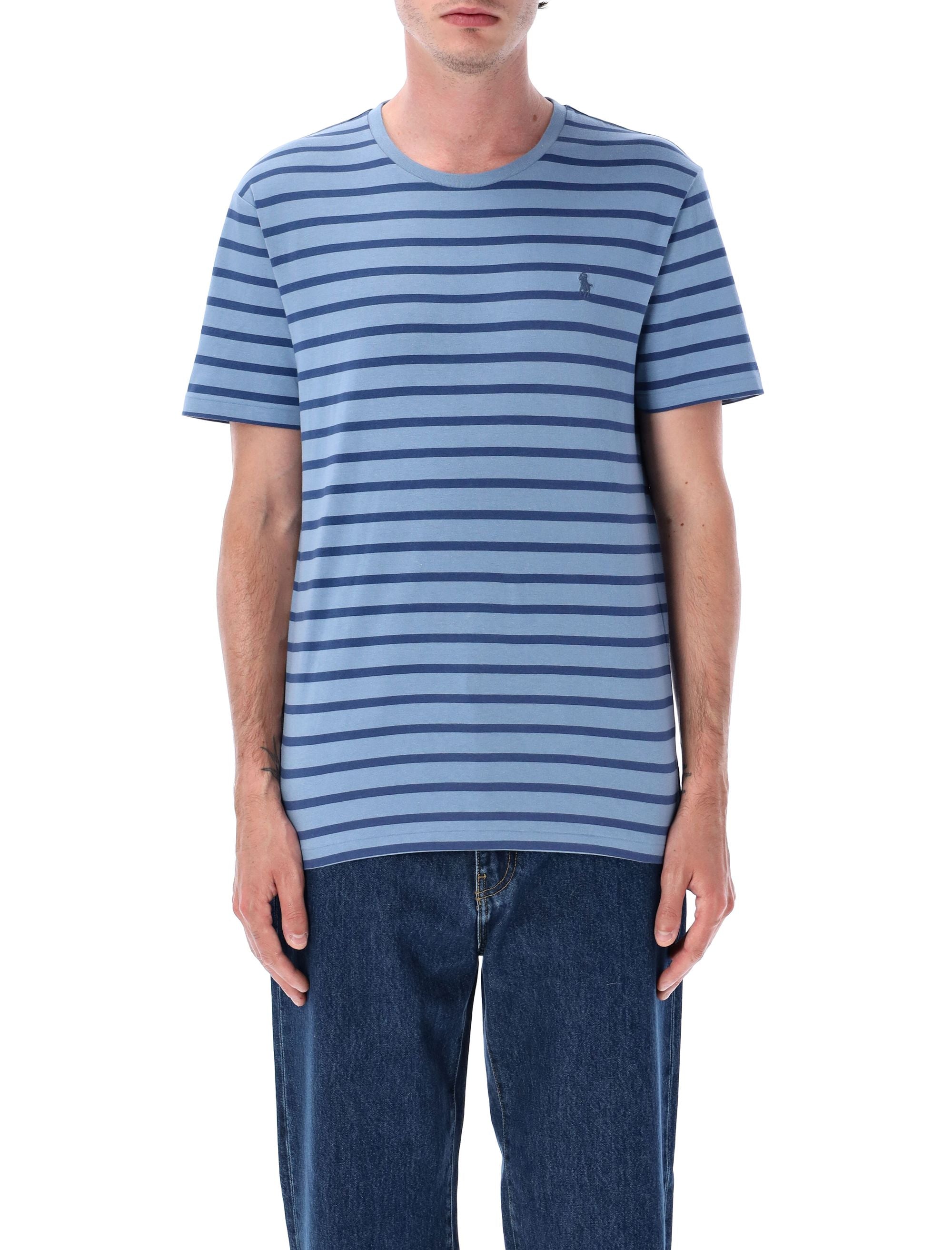 Custom slim fit striped jersey t-shirt Blue Cotton