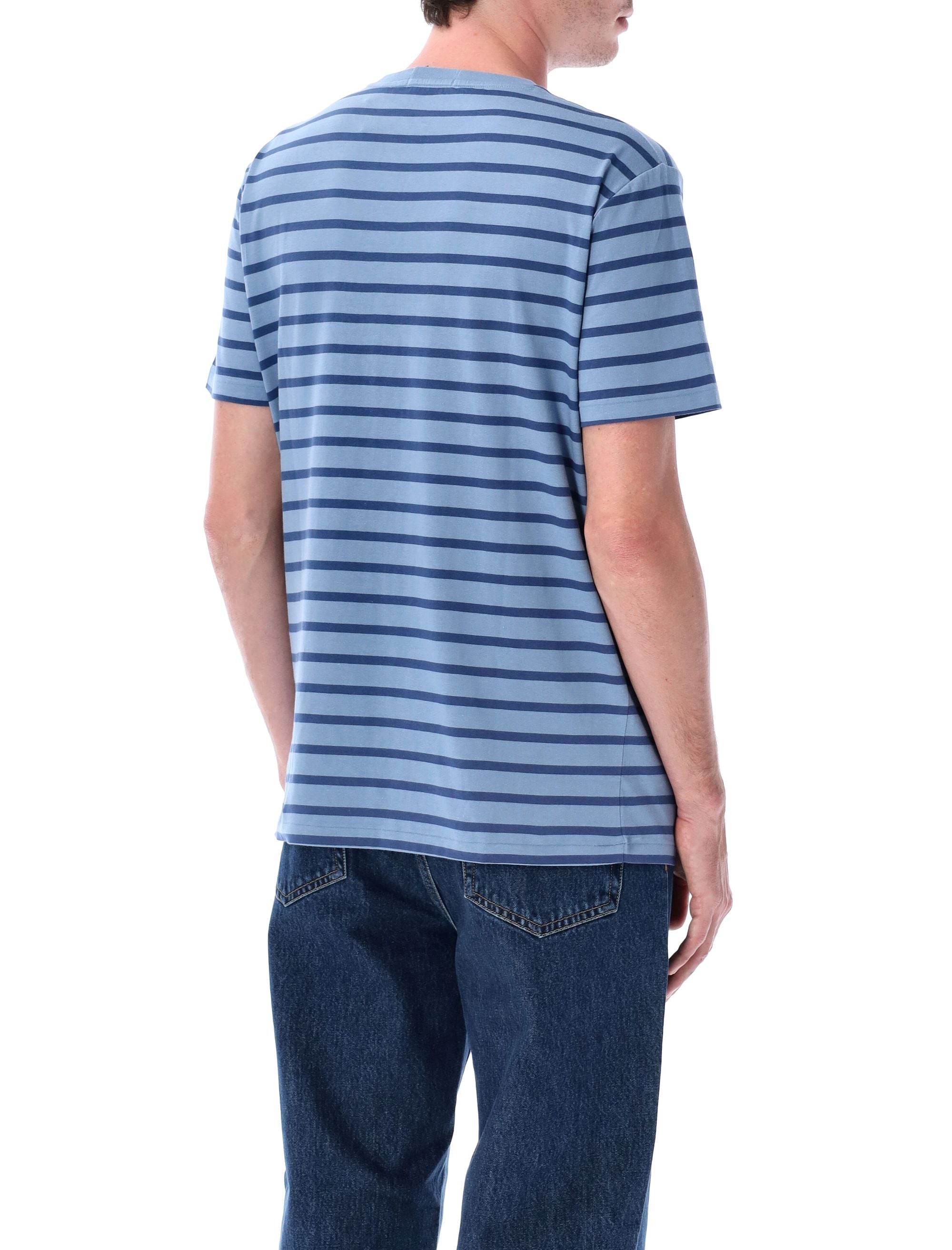 Custom slim fit striped jersey t-shirt Blue Cotton