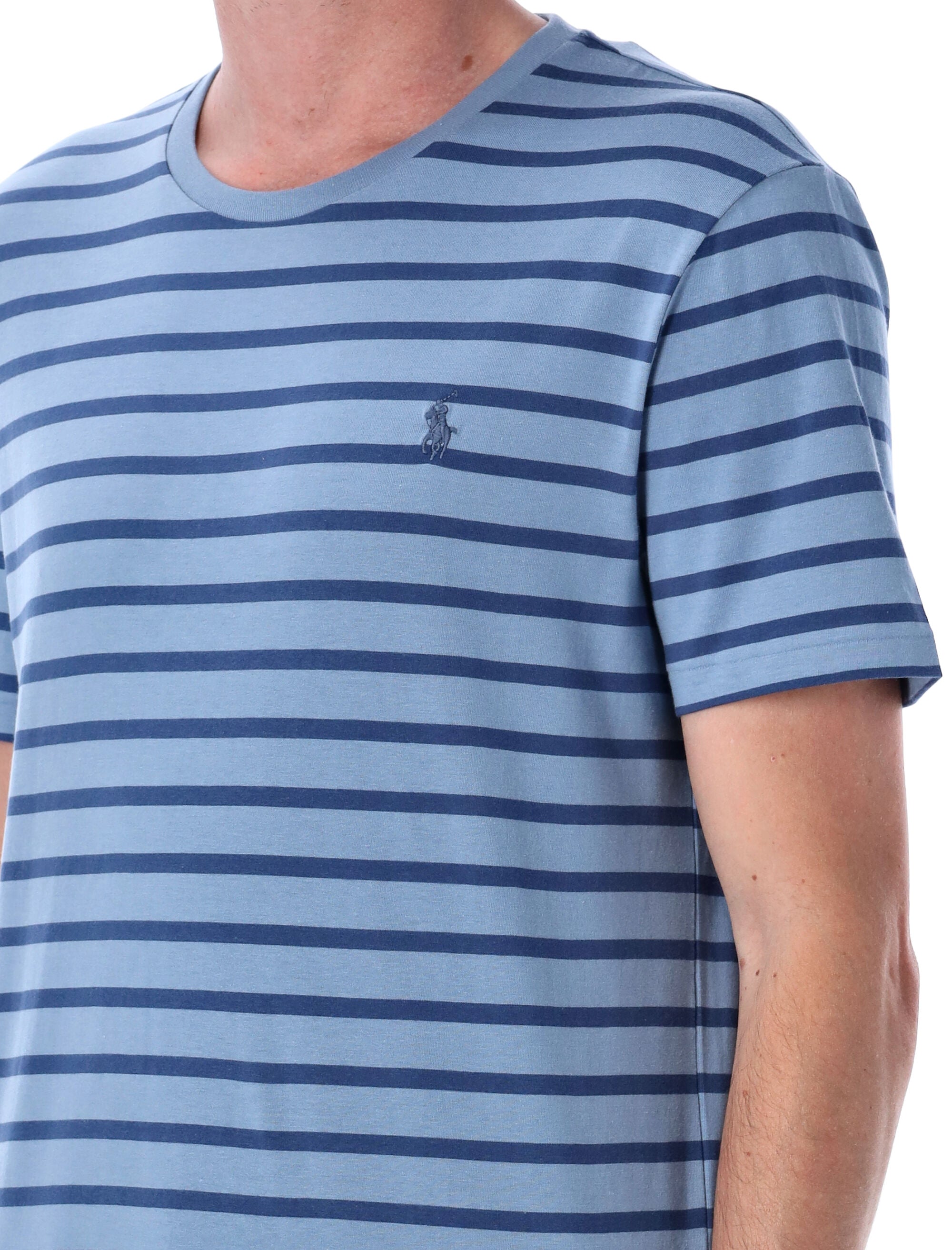 Custom slim fit striped jersey t-shirt Blue Cotton