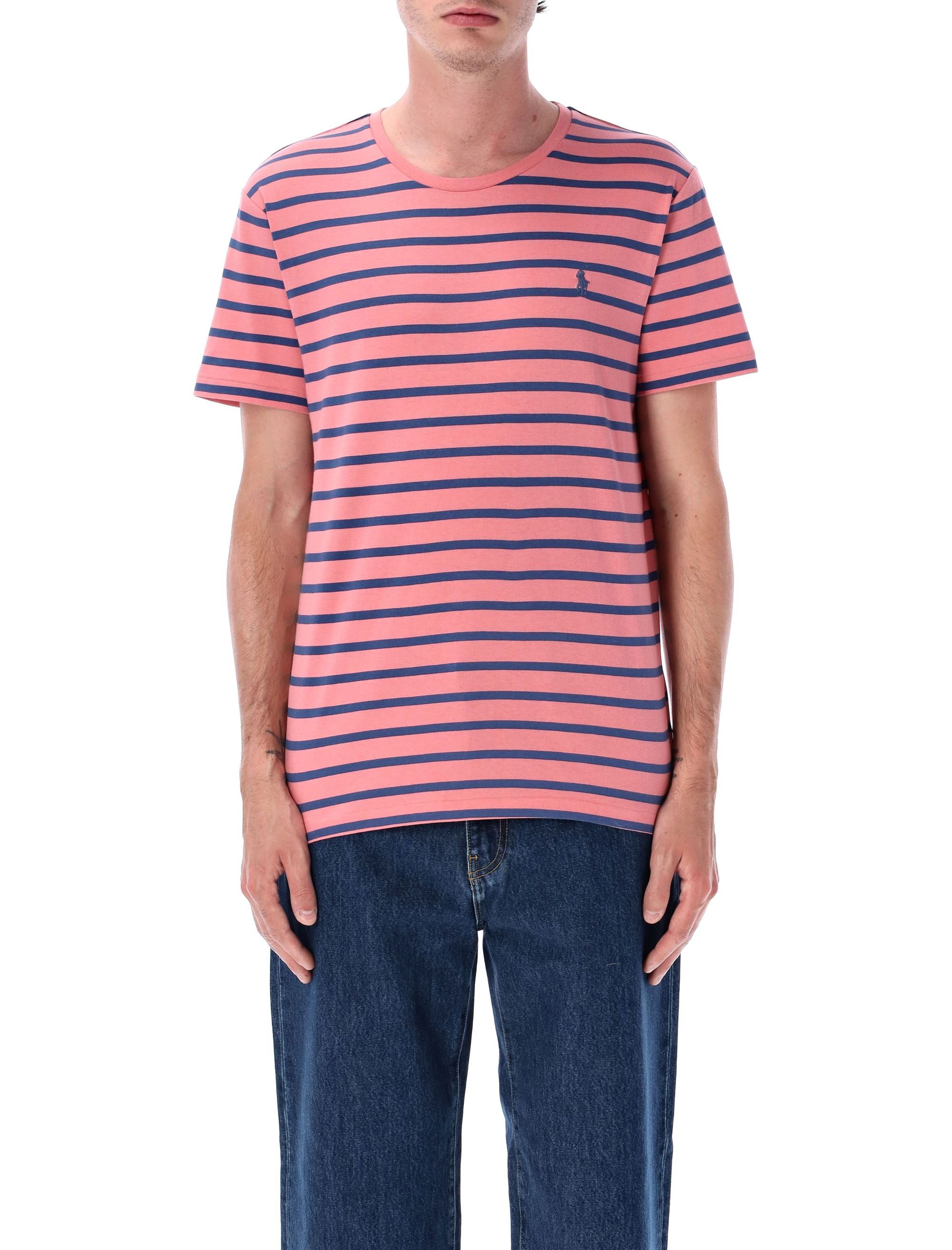 Custom slim fit striped jersey t-shirt Desert Rose Cotton