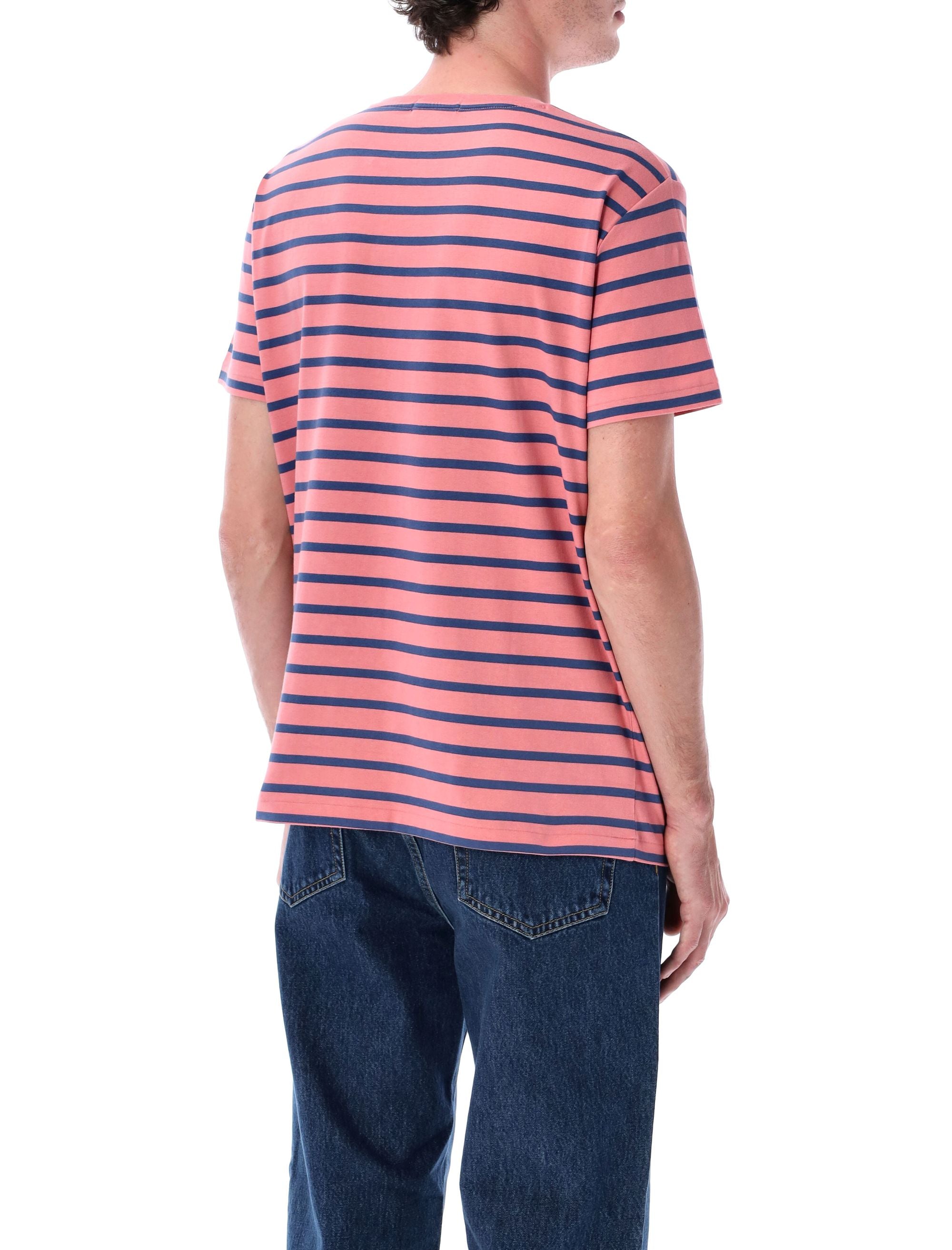 Custom slim fit striped jersey t-shirt Desert Rose Cotton