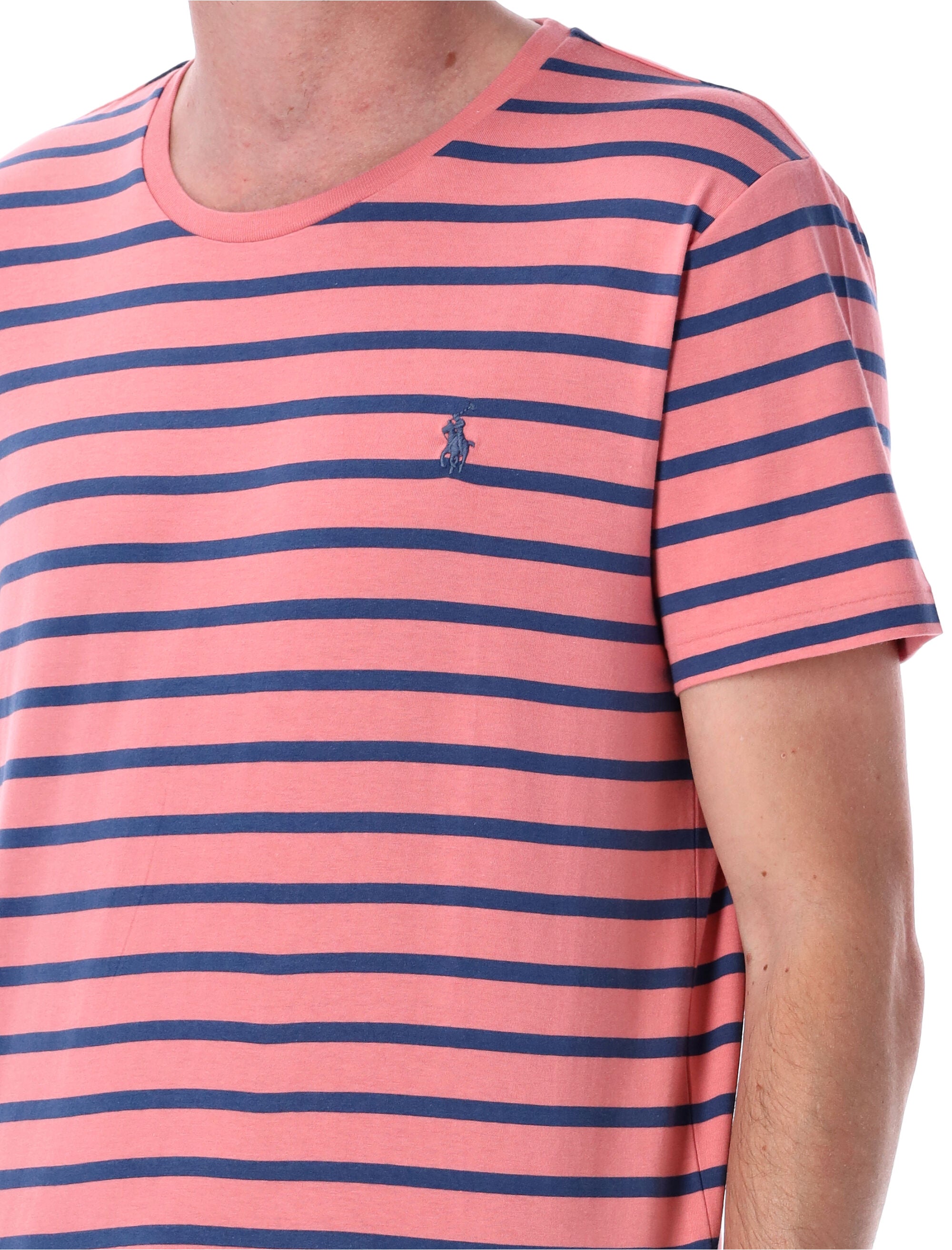 Custom slim fit striped jersey t-shirt Desert Rose Cotton