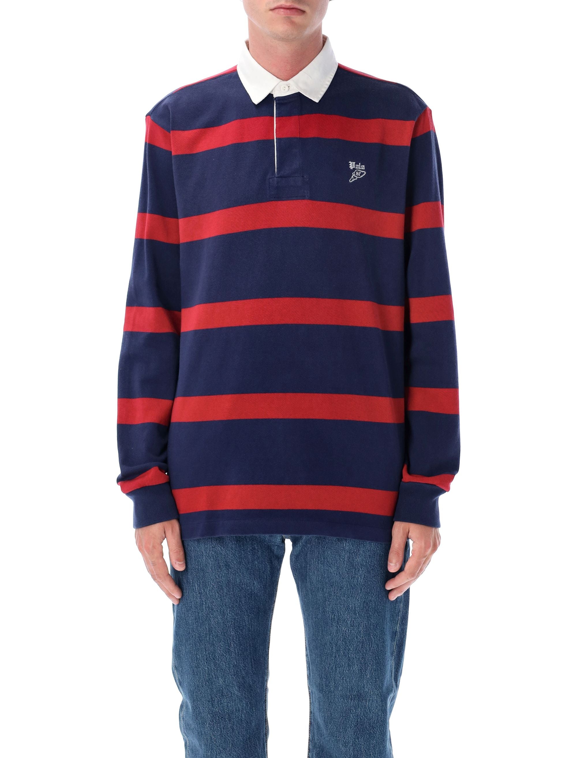 Striped cotton Rugby jumper Navy Red T-shirt