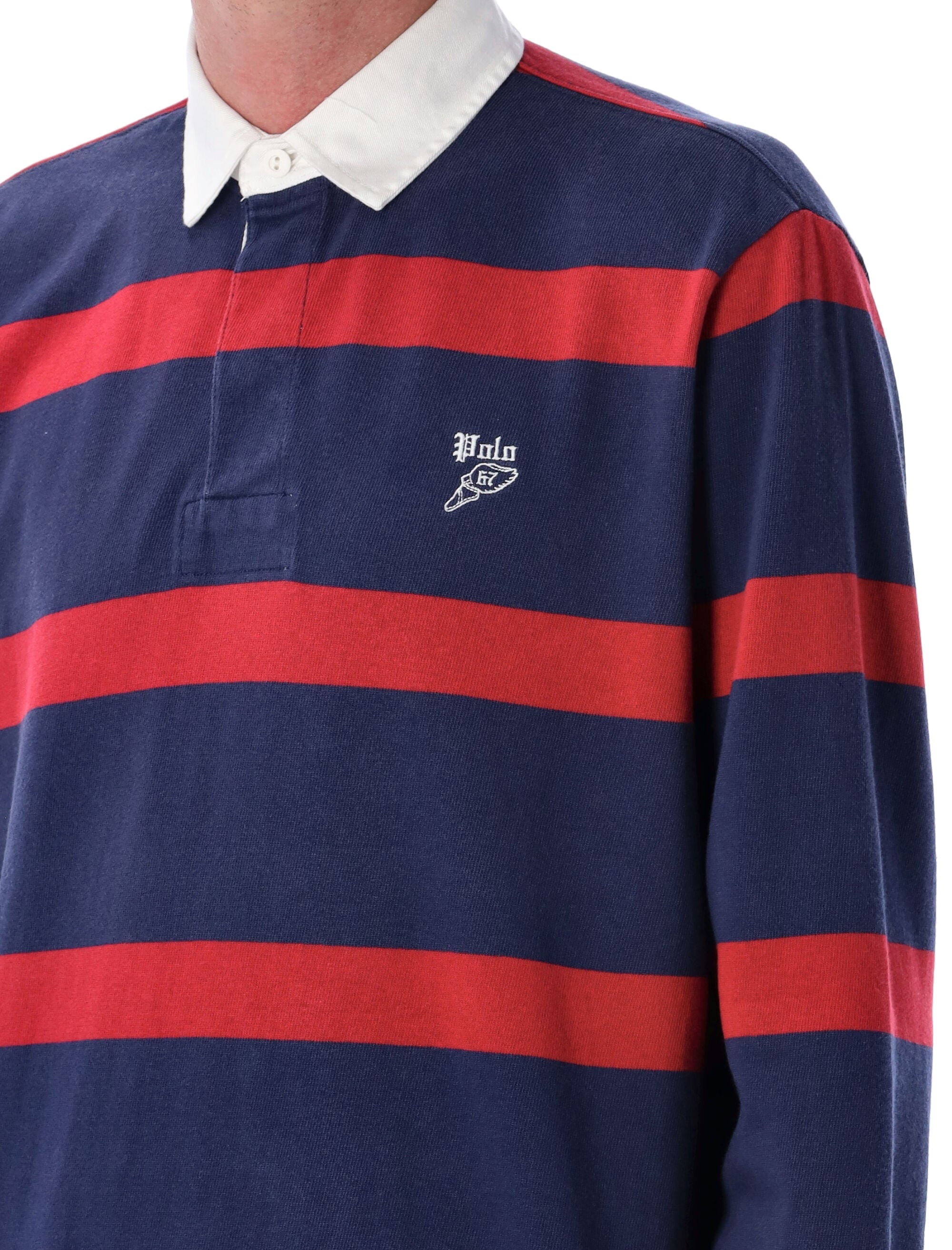 Striped cotton Rugby jumper Navy Red T-shirt