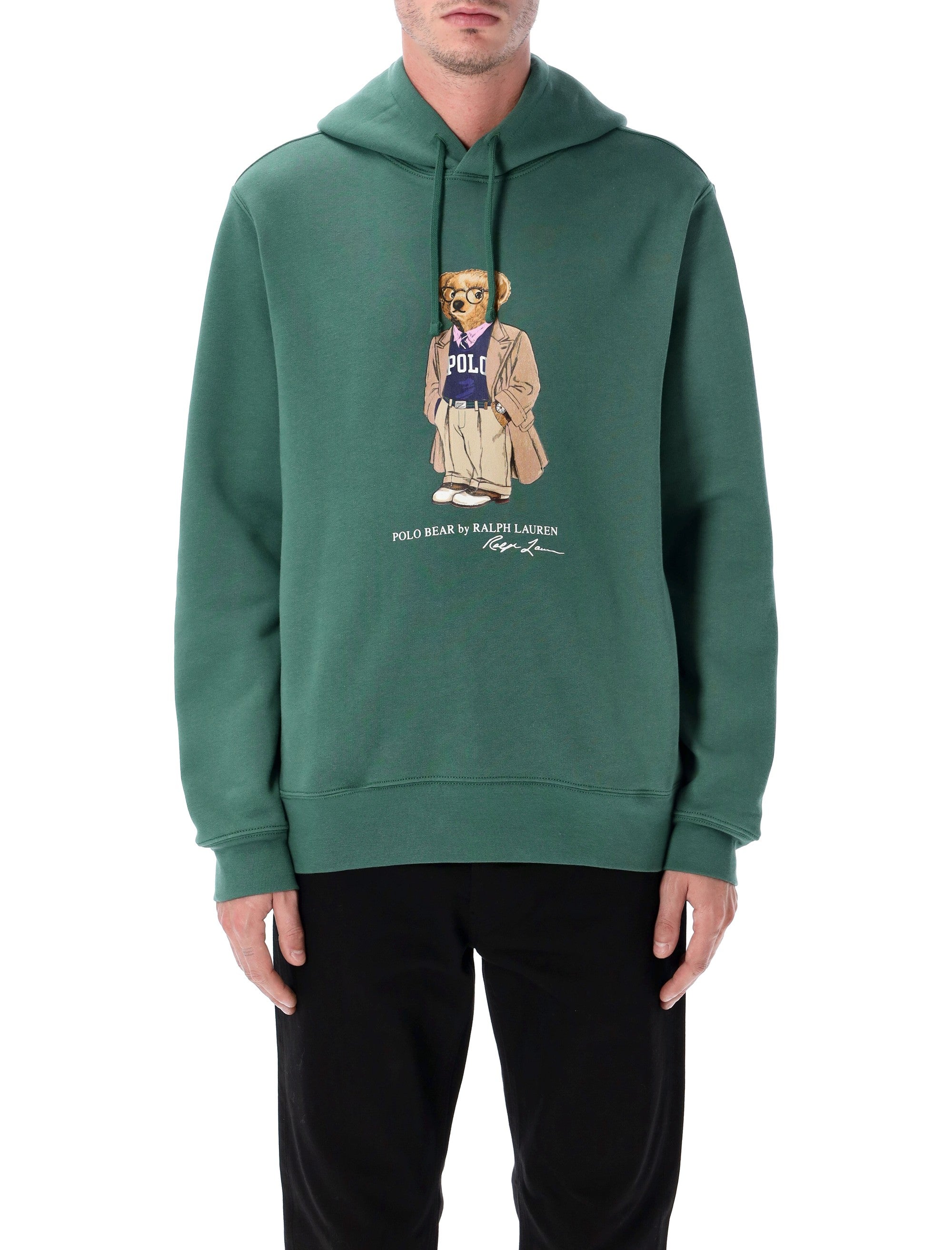 Polo Ralph Lauren Bear fleece hoodie Green Cotton Sweatshirt